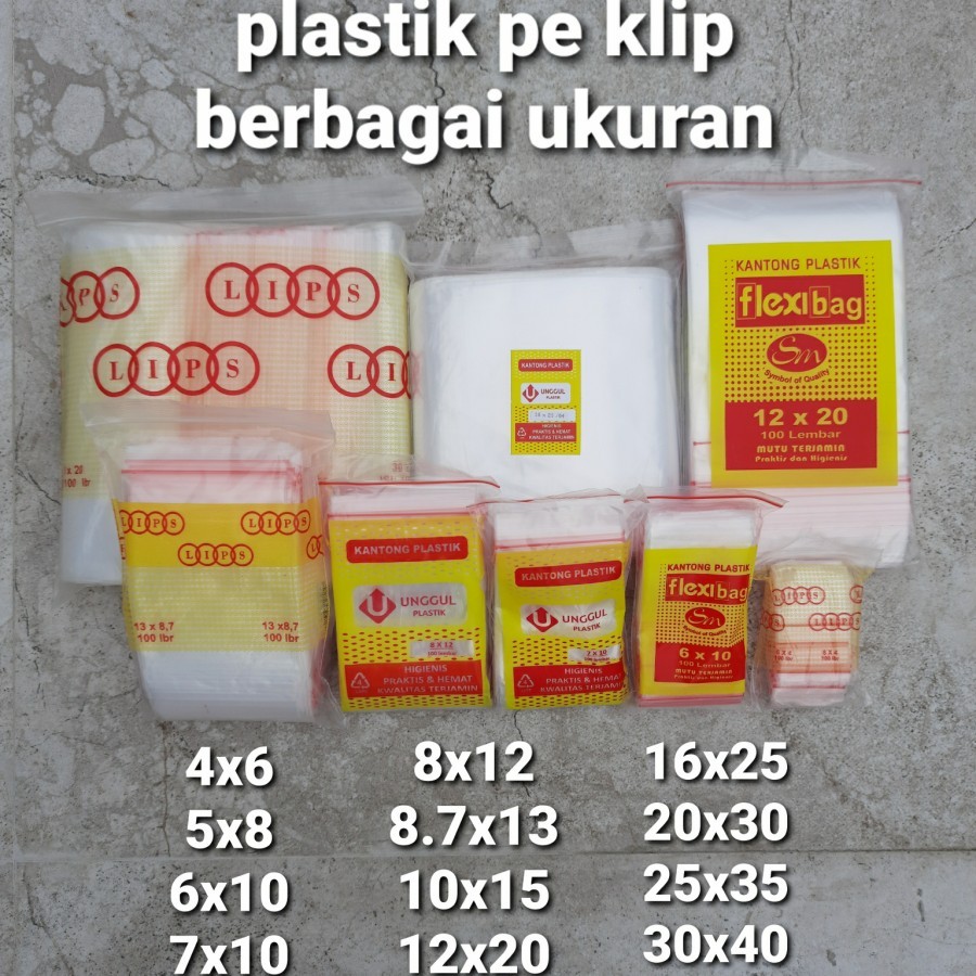 plastik pe klip 16x25, 20x30, 25x45, 30x40 (10 LEMBAR)