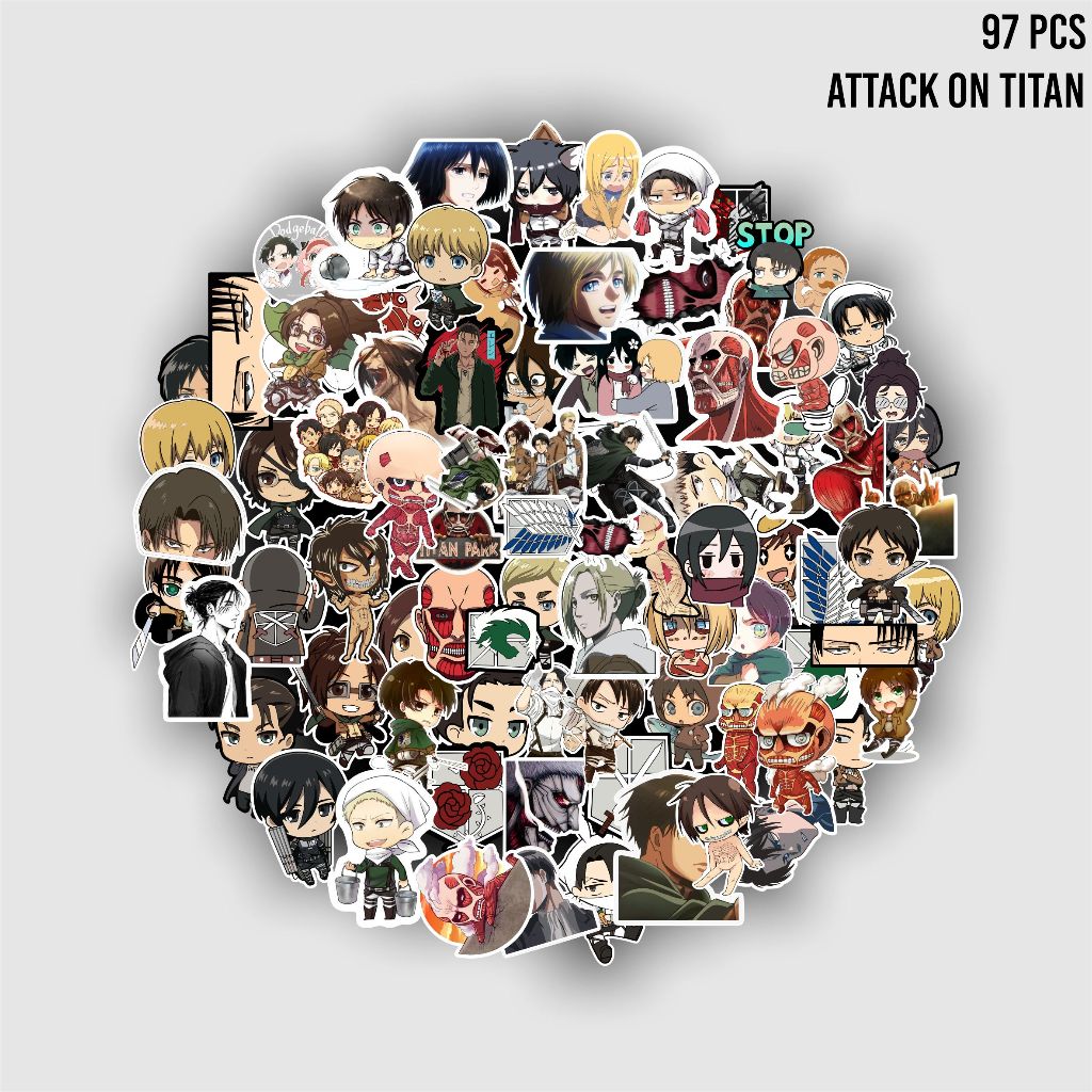 

97 PCS Sticker Pack Titan - Stiker Attack Of Titan Waterproof Anti Minyak Anti Gores