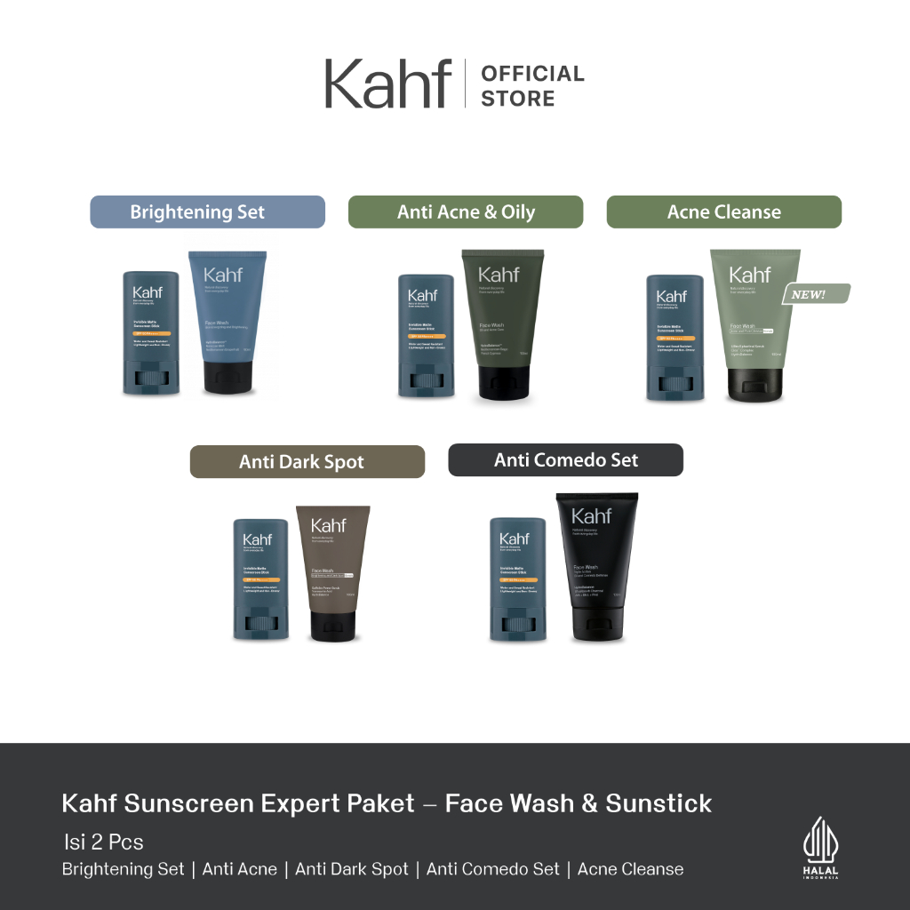 Kahf Sunscreen Expert Paket Isi 2pcs - Face Wash & Sunstick