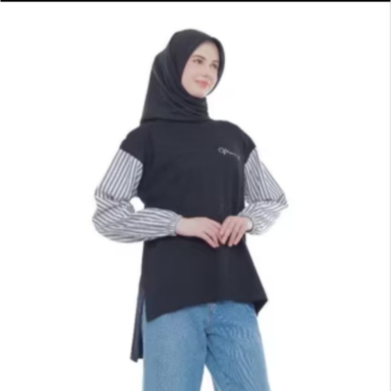 kode b baju kaos wanita model Kekinian, kaos polos tangan panjang motif terbaru, baju muslimah terla