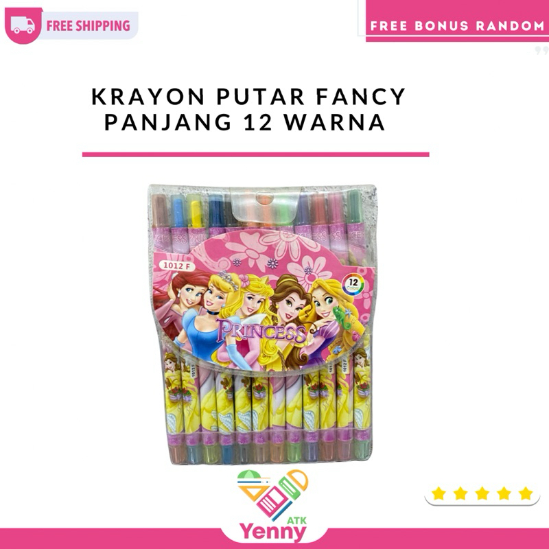 

Krayon Putar Fancy Panjang 1 Set 12 Warna | Krayon Princesses 12 Warna Fancy