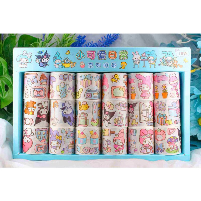 

Washi Tape Selotip Fancy Sanrio Momo Stiker Tempel Motif Sticker Jurnal Dekorasi Planner Roll