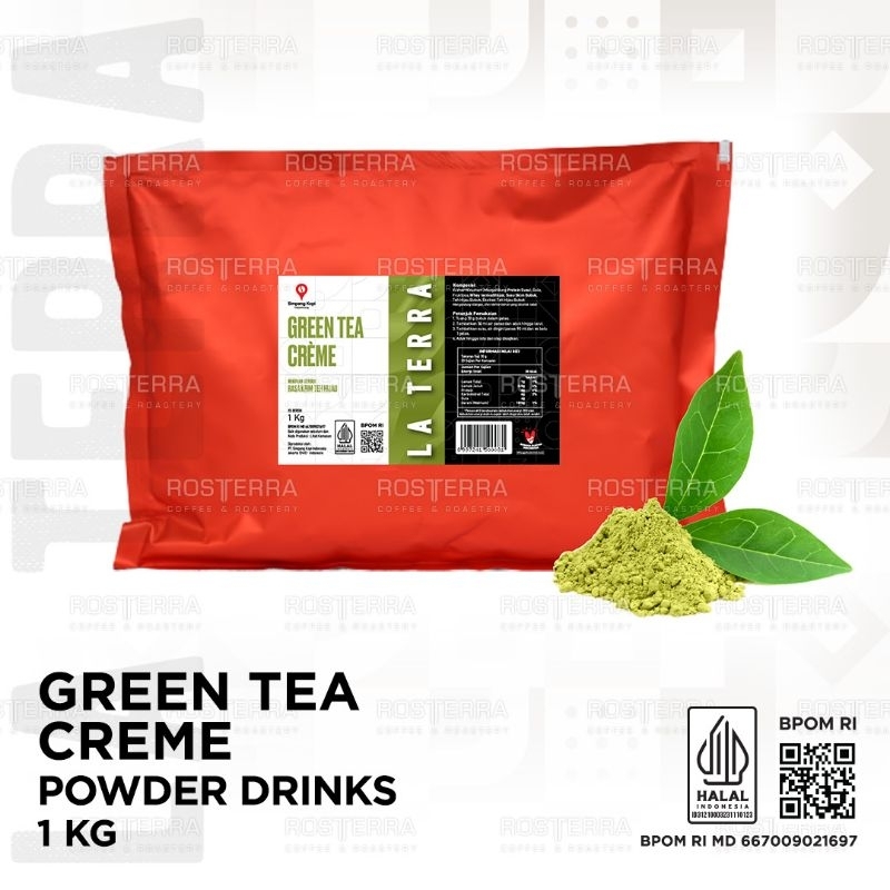 

Powder Premium Green Tea Creme Drink Bubuk Minuman Rasa Teh Hijau Krimi 1kg La Terra