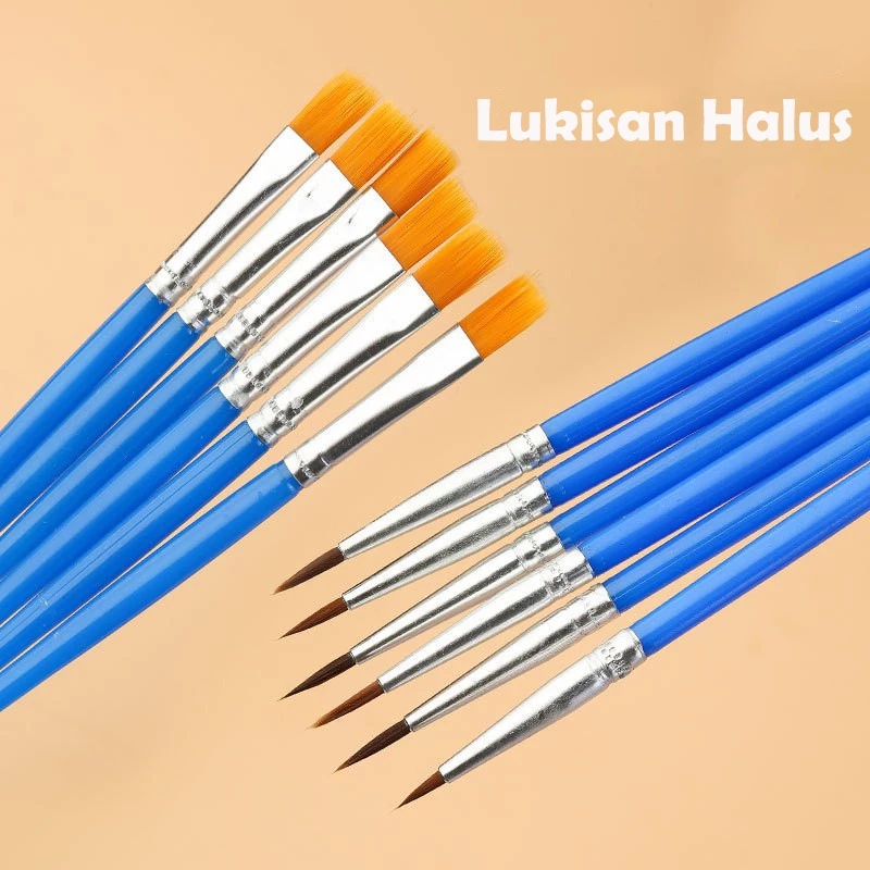 

tyvf 50pcs Cat Air Biru Flat Tip Sikat Running Sikat Besar Lukisan Cat Minyak Gas Graffiti Air