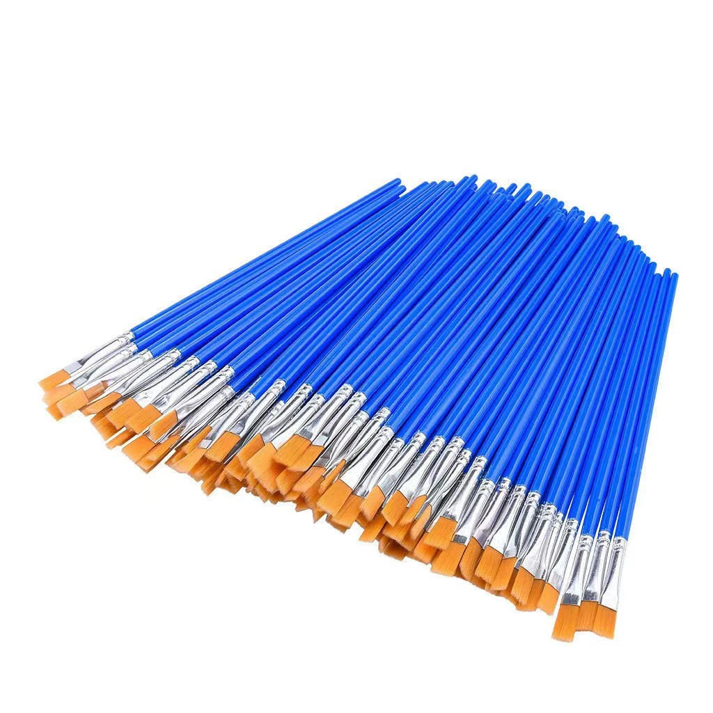 

50pcs Cat Air Biru Flat Tip Sikat Running Sikat Besar Lukisan Cat Minyak Gas Graffiti Air Artist