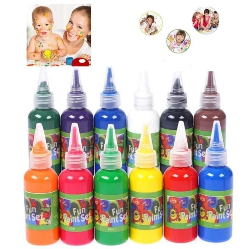 

(Mainan Edukasi) 60ml Cat Air Anak 60ml Import Washable Finger Painting Fun Paint Set