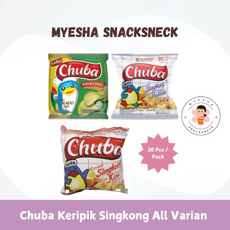

CHUBA KERIPIK SINGKONG PACK ISI 20 PCS ×12g / PACK