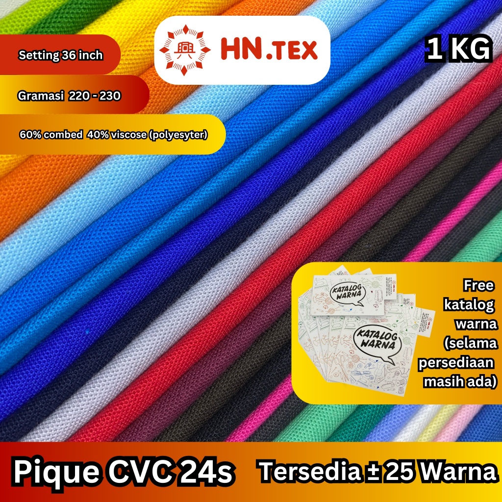 Kain Pique CVC 24s Bahan Kaos Polo 1 Kg