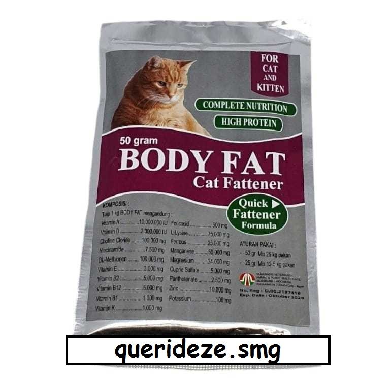 Body Fat Cat 50 gram Penggemuk kucing super cepat bentuk powder - BODY FAT Cat Penambah Berat Badan 