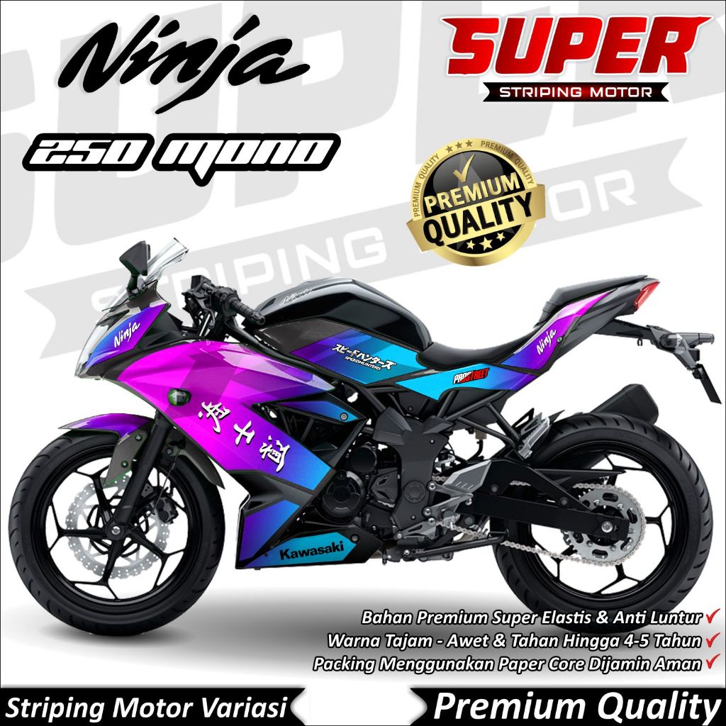 Stiker Ninja 250 Mono Luntur keren Striping Ninja 250 Mono Striping Kawasaki Ninja 250 Mono Gradasi