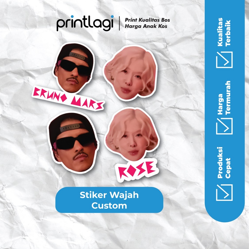 

Stiker Foto Wajah - Sticker Custom Bentuk Wajah Muka - Bahan Anti Air - Uk. 4 x 4 cm