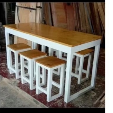 meja makan meja cafe 1 set( 1meja6kursi)