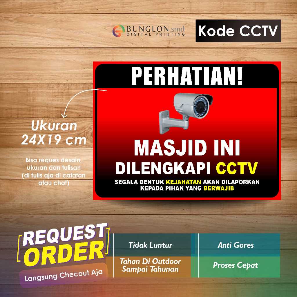 

STIKER MASJID INI DILENGKAPI CCTV 24 JAM + LAMINASI KODE CCTV MERAH
