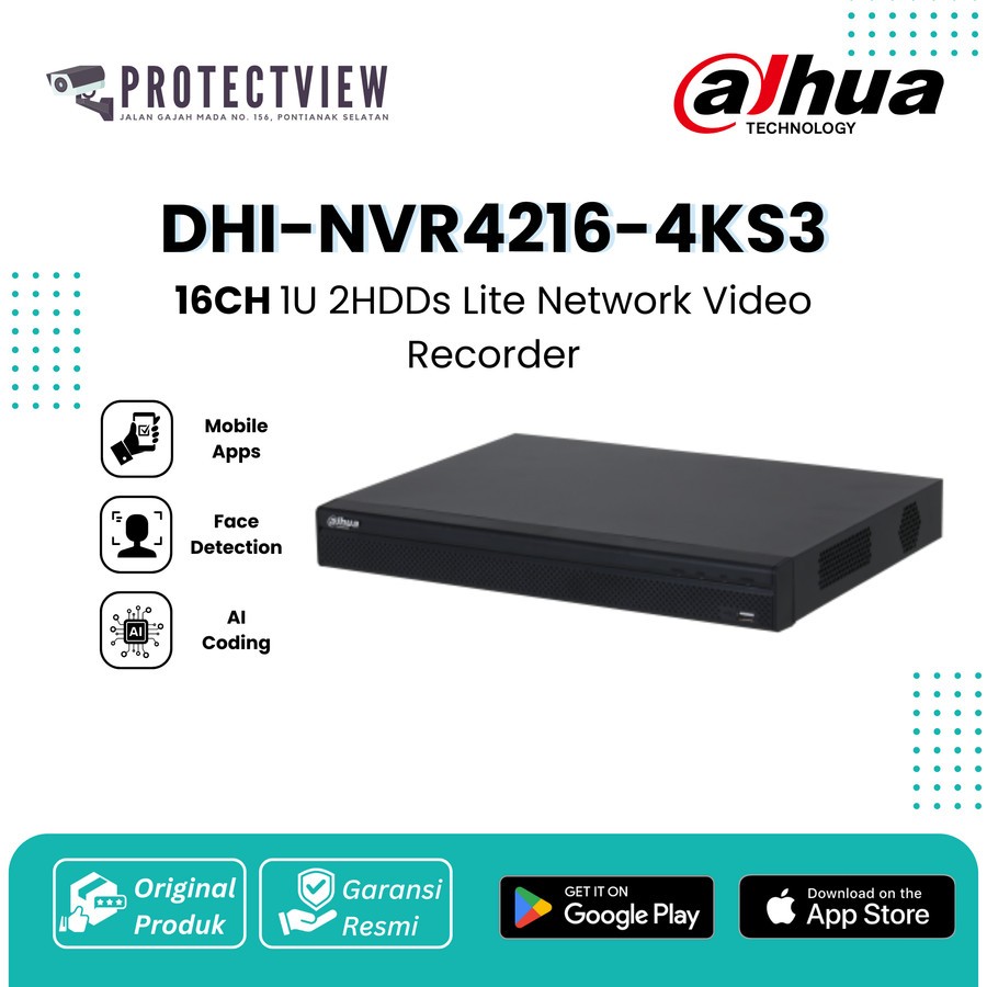 Dahua NVR4216-4KS3 16 Channel NVR dahua 2HDDs Network Video Recorder