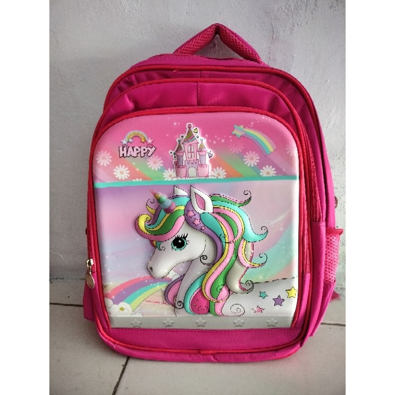 tas sekolah TK paud anak perempuan/tas sekolah TK paud gambar anak cewek/ransel sekolah TK paud kuda