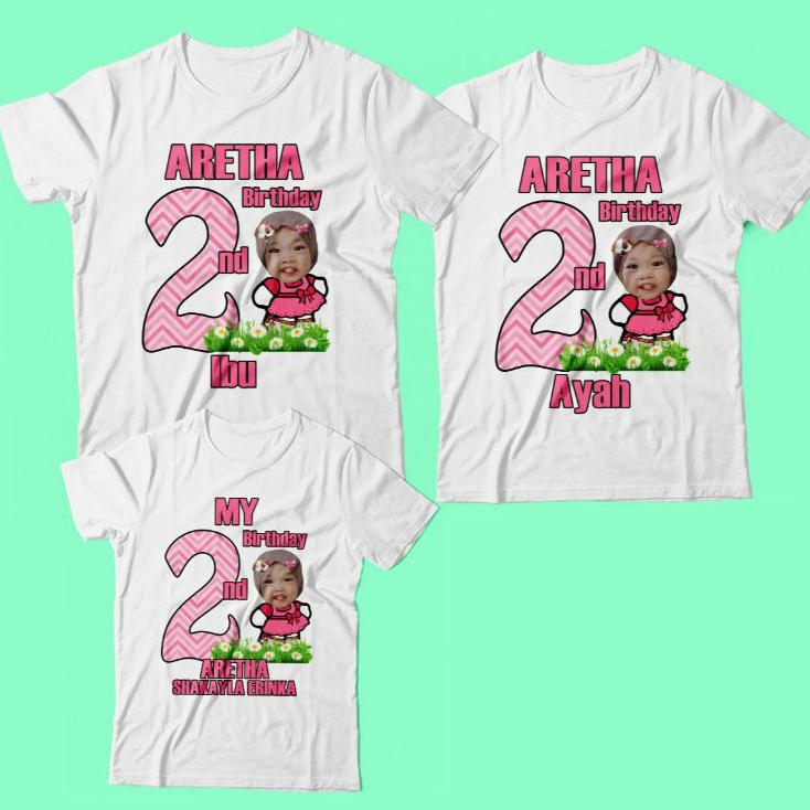 paket Kaos ultah gambar hello kitty / kaos ultah bisa request design sesukamu bisa tambah foto nama 