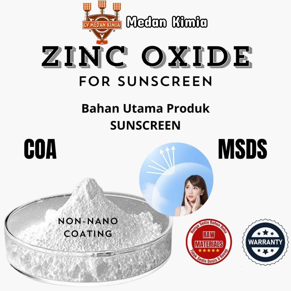 Zinc Oxide Powder Non-Nano 250gr Bahan Utama Produk Sunscreen / Zinc Oxide Non-Nano USP Pharmatical 