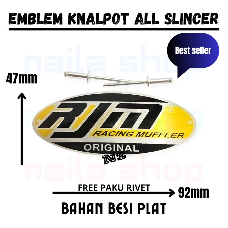 Emblem knalpot motor merek RJM All slincer free paku rivet