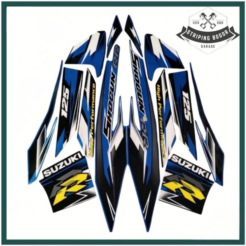 striping suzuki shogun rr 125 2008 hitam biru body standar berkualitas terbaiik
