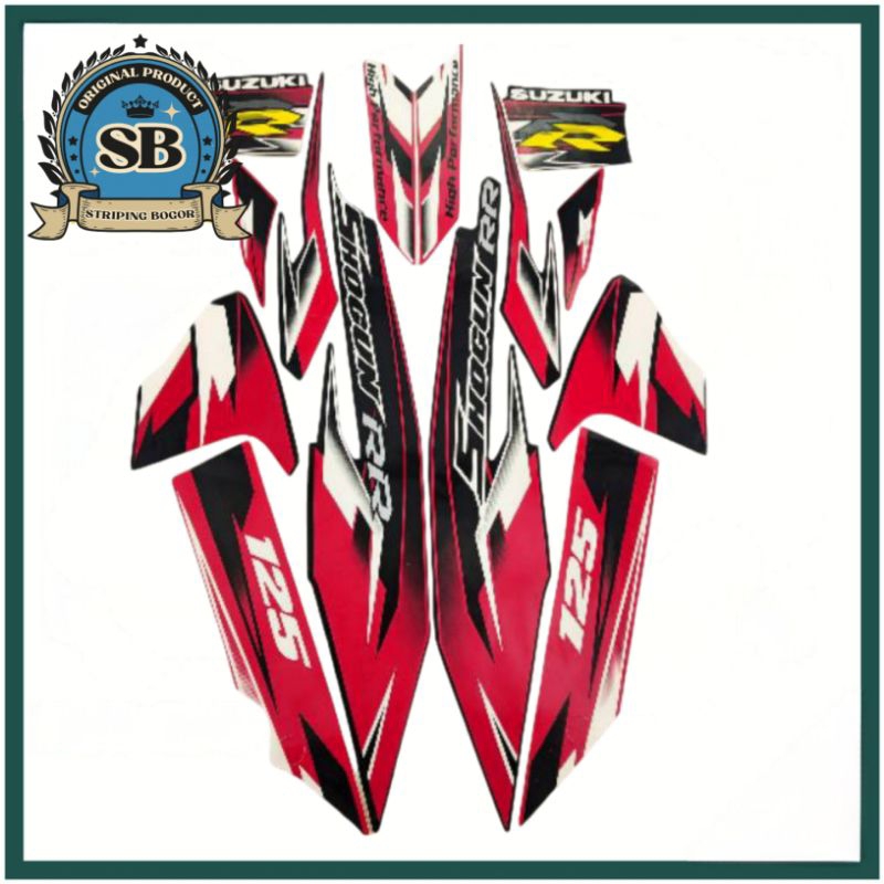 striping suzuki shogun rr 125 2008 hitam merah body standar berkualitas terbaiik