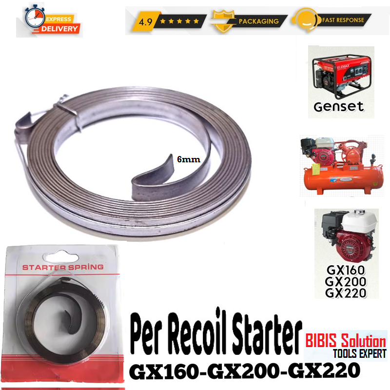 Per stater Genset Kompresor Mesin GX160 GX200 GX220 per Selah Starter Tarikan Engkol Spring Recoil s