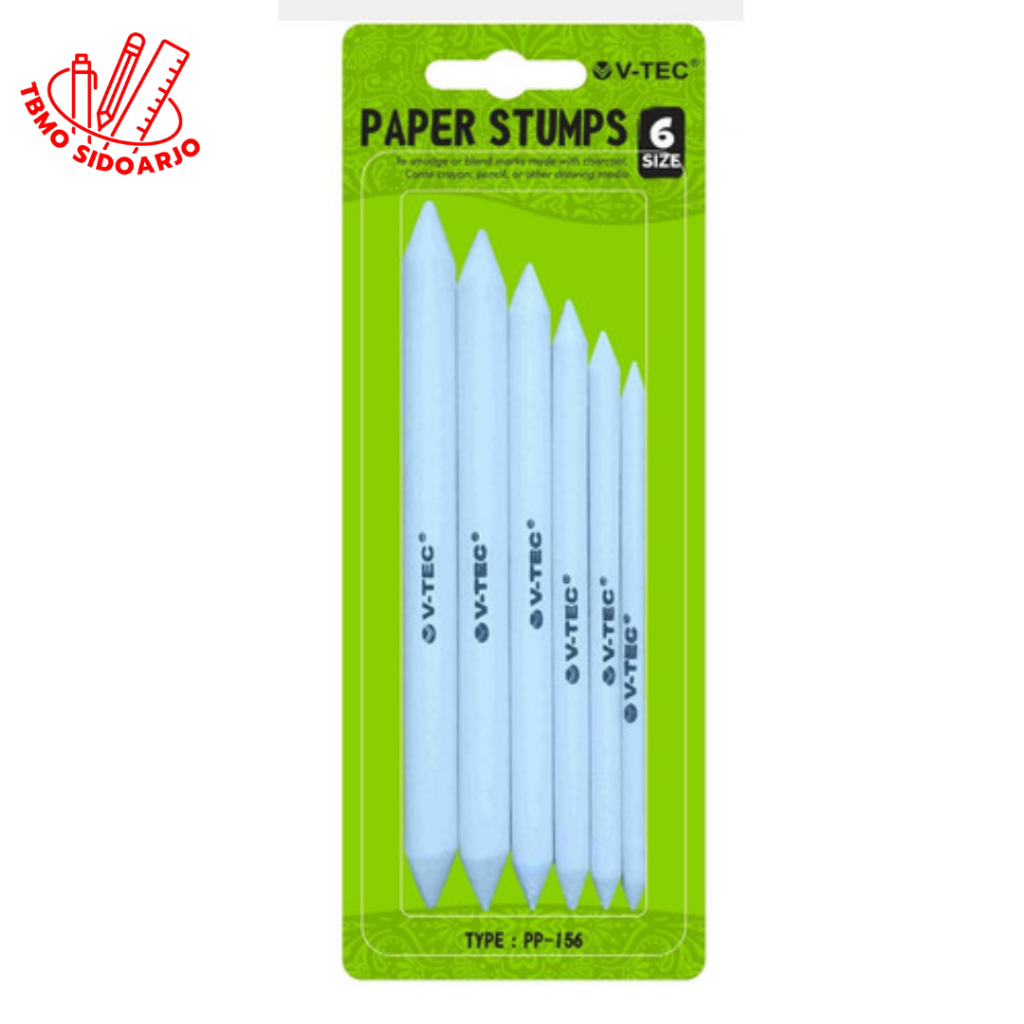 

TBMO V-tec Pencil Paper Stumps / Pecil Blending / Vtec Paper Stumps set isi 6 PS-156