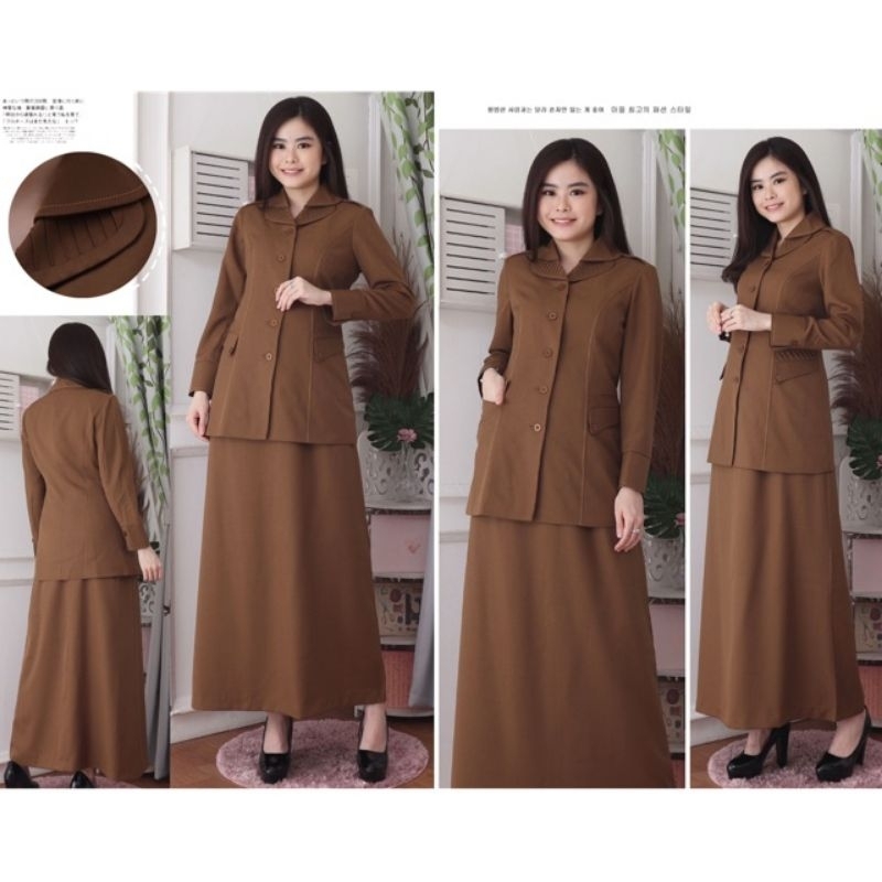 Seragam Guru PNS Coklat Tua Jas Pemda Aceh Blazer ASN Set ROK A (KODE 7010)