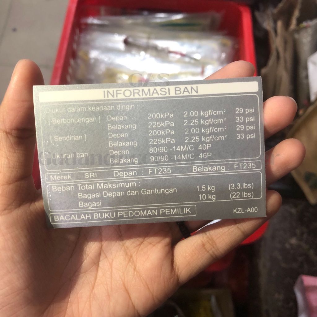 STICKER WARNING INFORMASI BAN SILVER HONDA MOTOR