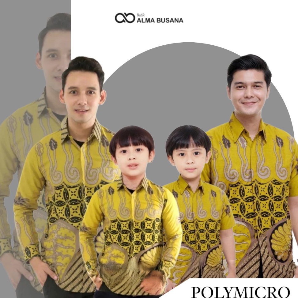 KODE Q33T Kemeja Batik Anak Laki Laki BSWART HRB 26 Kenongo Warna Kuning Lemon Lime Batik Motif Melo