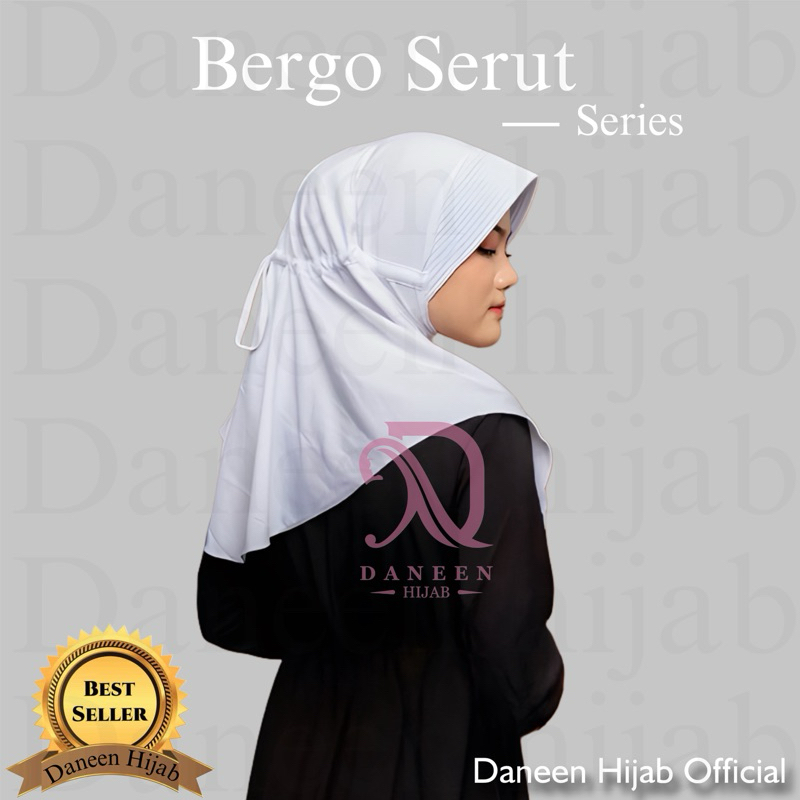 Hijab Serut Polos Jersey Premium / Jilbab Instan / Size M Fit to L
