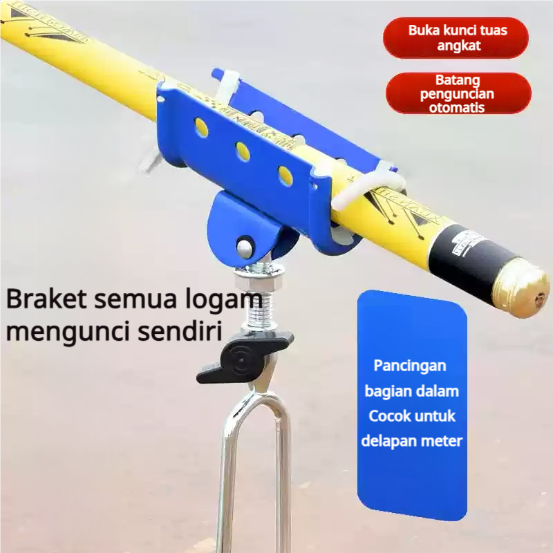 Bracket Dudukan Joran Pancing Adjustable 180 Derajat Bahan Stainless Steel/Cagak joran pancing