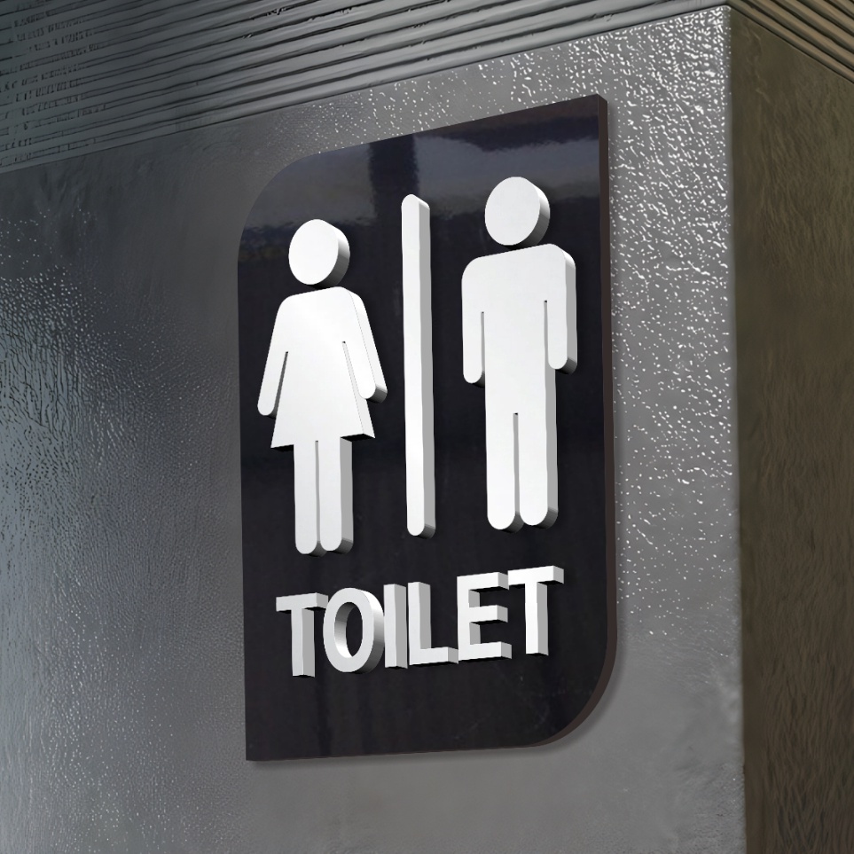 

KODE J72L Signage Acrylic Pop Up Sign Kotak 13 x 175 cm Toilet Hitam putih
