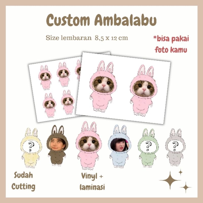 

[isi 2-8 pcs] custom foto stiker labubu