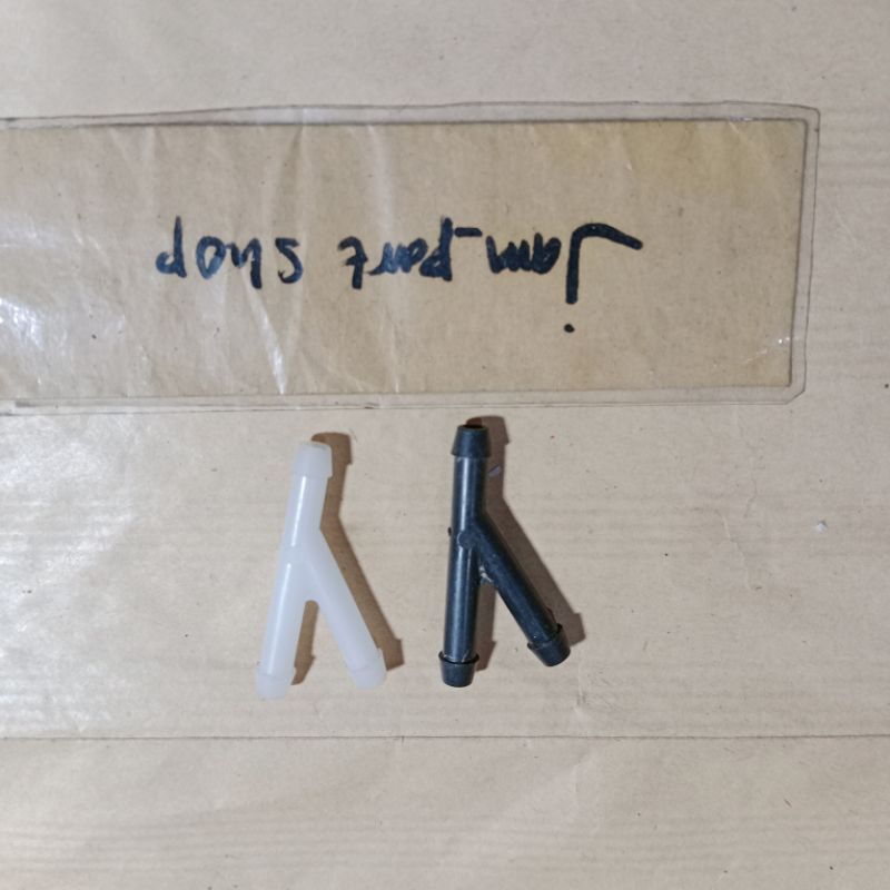 pipa sambungan selang air wiper cabang y hitam putih 6mm