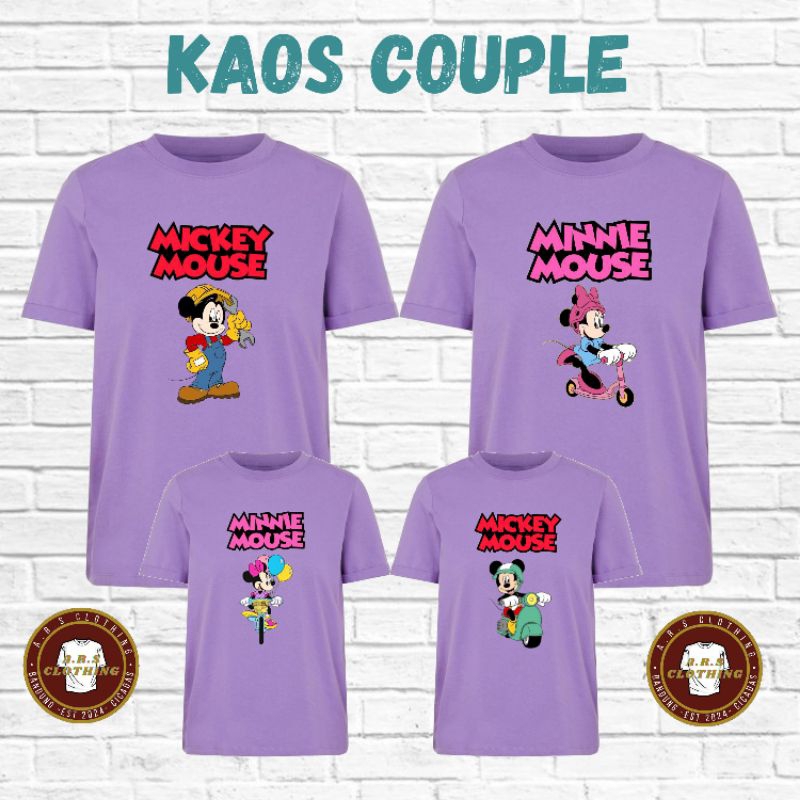 KAOS COUPLE KELUARGA - KAOS DISNEY COUPLE - MOTIF MICKEY MOUSE [UNGU]