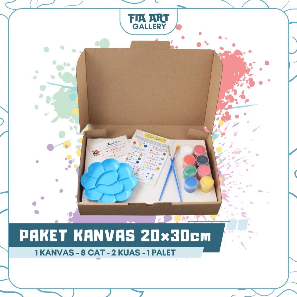 

New Stock Paket Lukis Kanvas 2x3 cm Paket hemat mewarnai lengkap dengan kanvas putih cat akrilik kuas palet warna mixing color chart paket melukis lengkap anak kuas palet painting brush canvas acrylic art kanvas putih polos