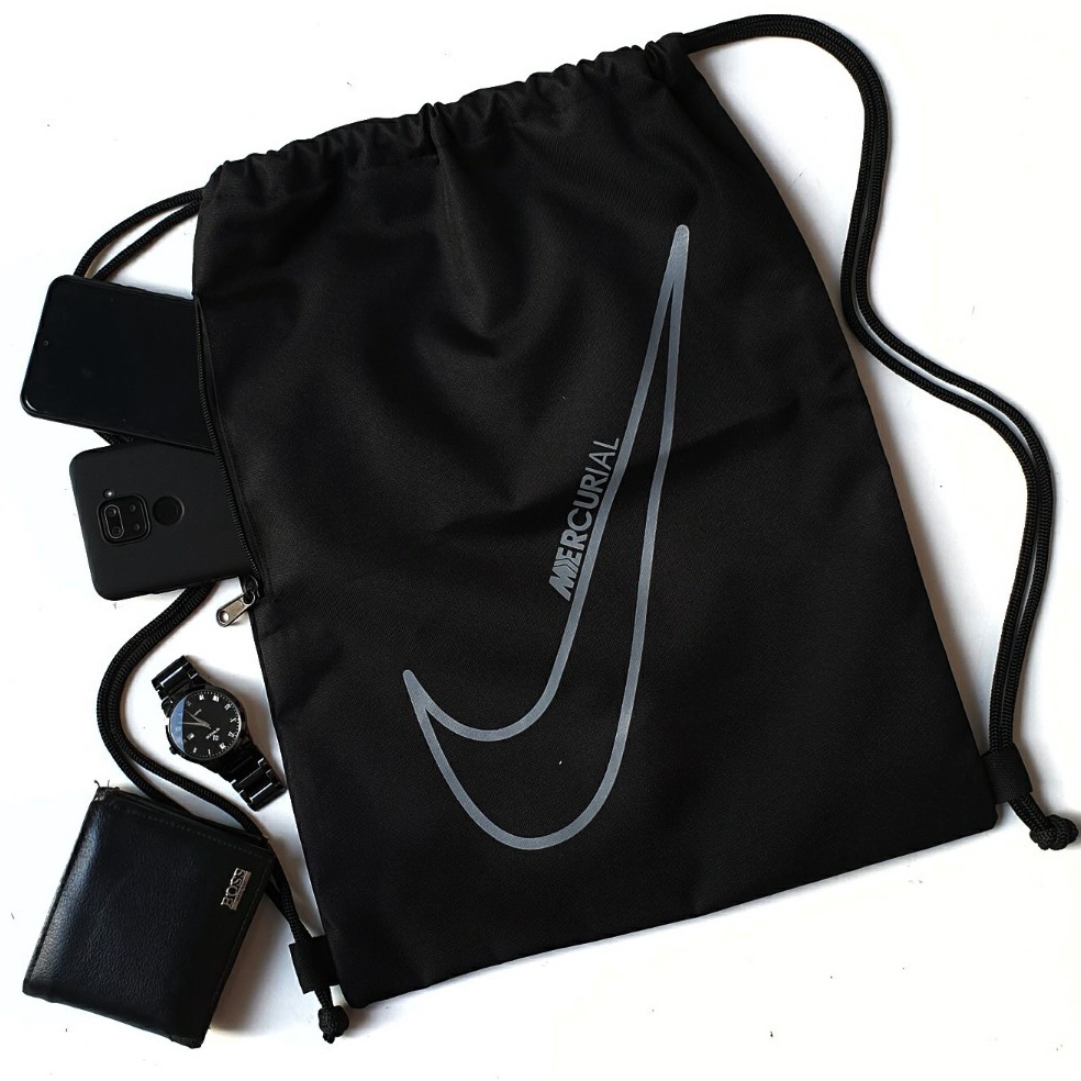 KODE Q67N Tas Serut Gymsack String Bag Tas Futsal Sepak Bola Nike Mercurial Grey