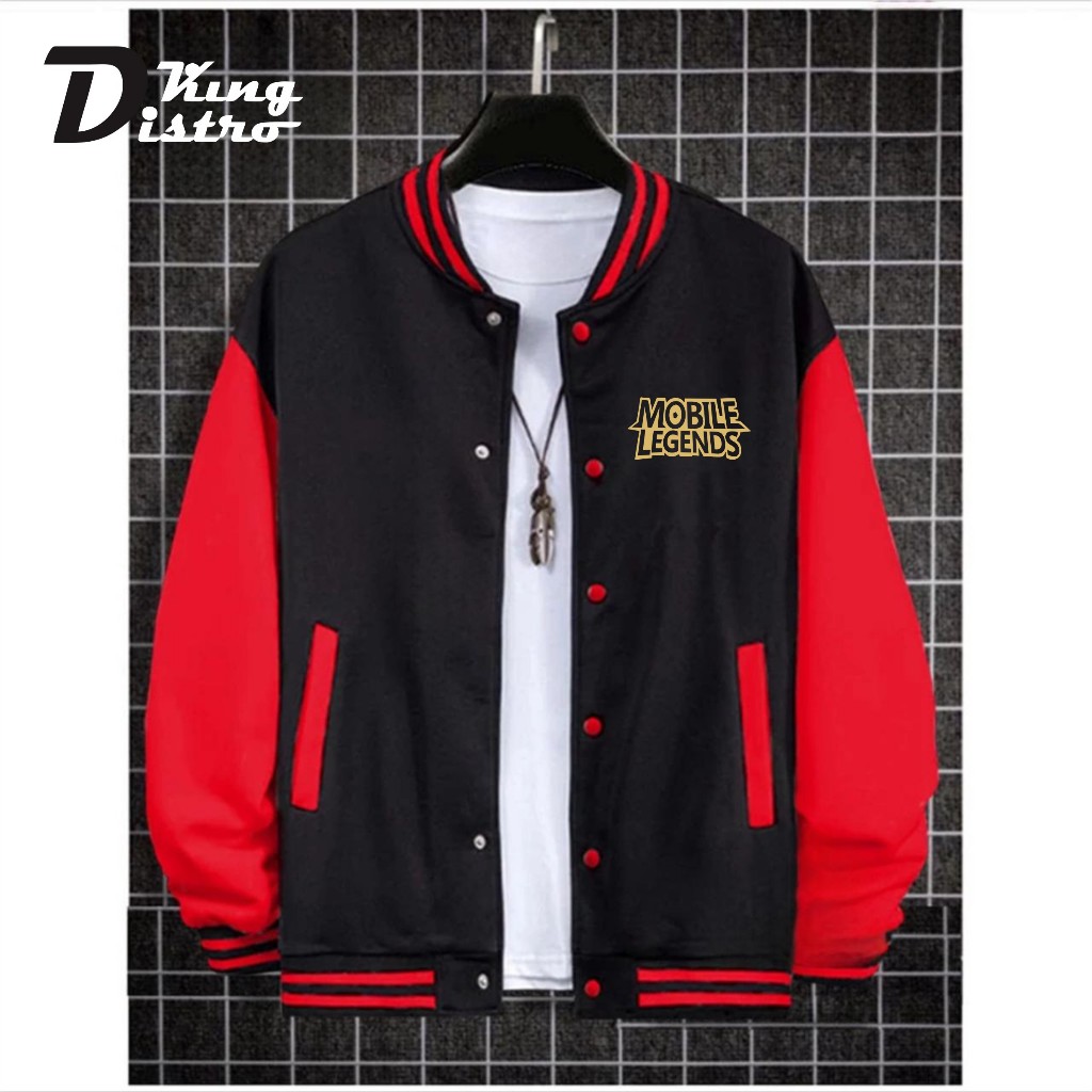 [ COD ] Jaket Baseball Varsity kancing MOBIL LEGEND Text GOLD Jaket Varsity Kancing Premium Pria Wan