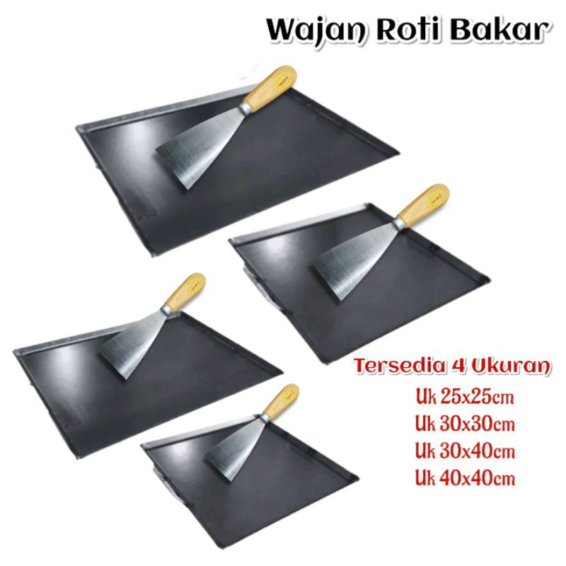 Wajan Datar Plat Baja Hitam / wajan full tekuk / wajan penggorengan  roti bakar Kebab Sosis Burger