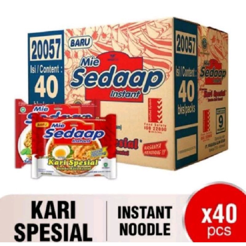 

Mie instan sedap rasa kari spesial 1 dus isi 40