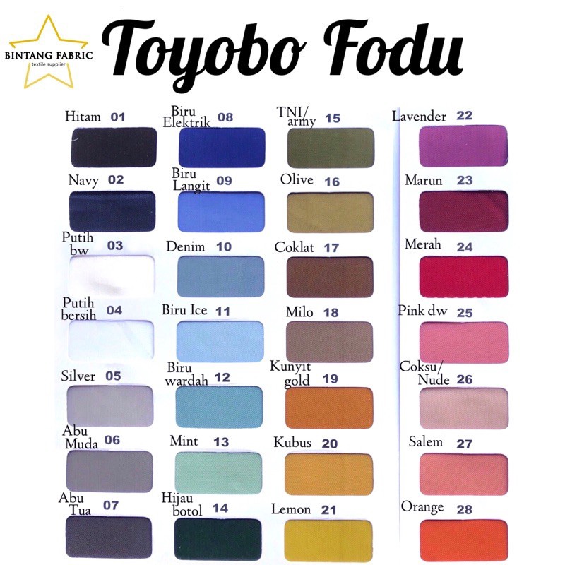 Bahan Kain Bintang Fabric Katun Toyobo Fodu 12 meter