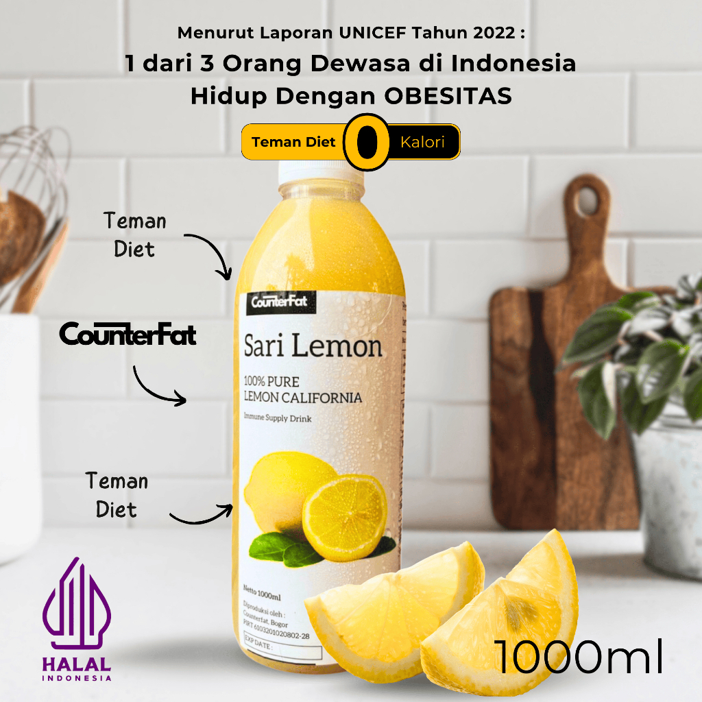 

CounterFat Sari Lemon 1 Liter Pure Lemon California Juice Minuman Detox Diet Natural Healthy Drink