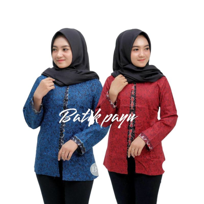 Atasan Batik Wanita Kancing Depan Lengan Panjang Blous Batik Bolero Batik Kerja