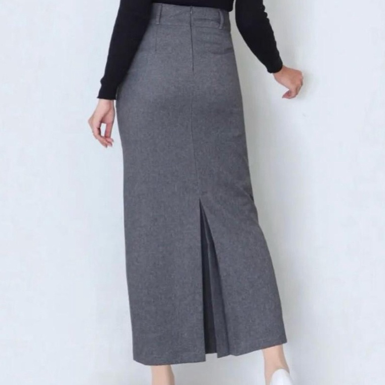 Rok Kerja Wanita Panjang Span Rempel Belakang Rok Hitam Kantor s sampai L5 jumbo  Rok Hitam Jumbo Cp