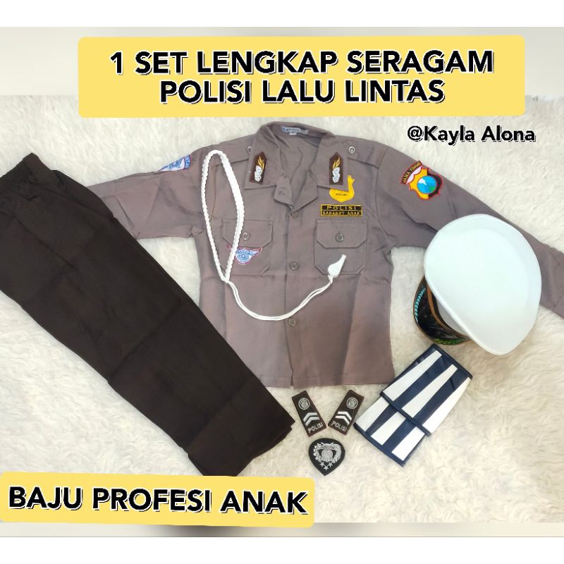 BAJU PROFESI ANAK POLISI LALU LINTAS LENGKAP