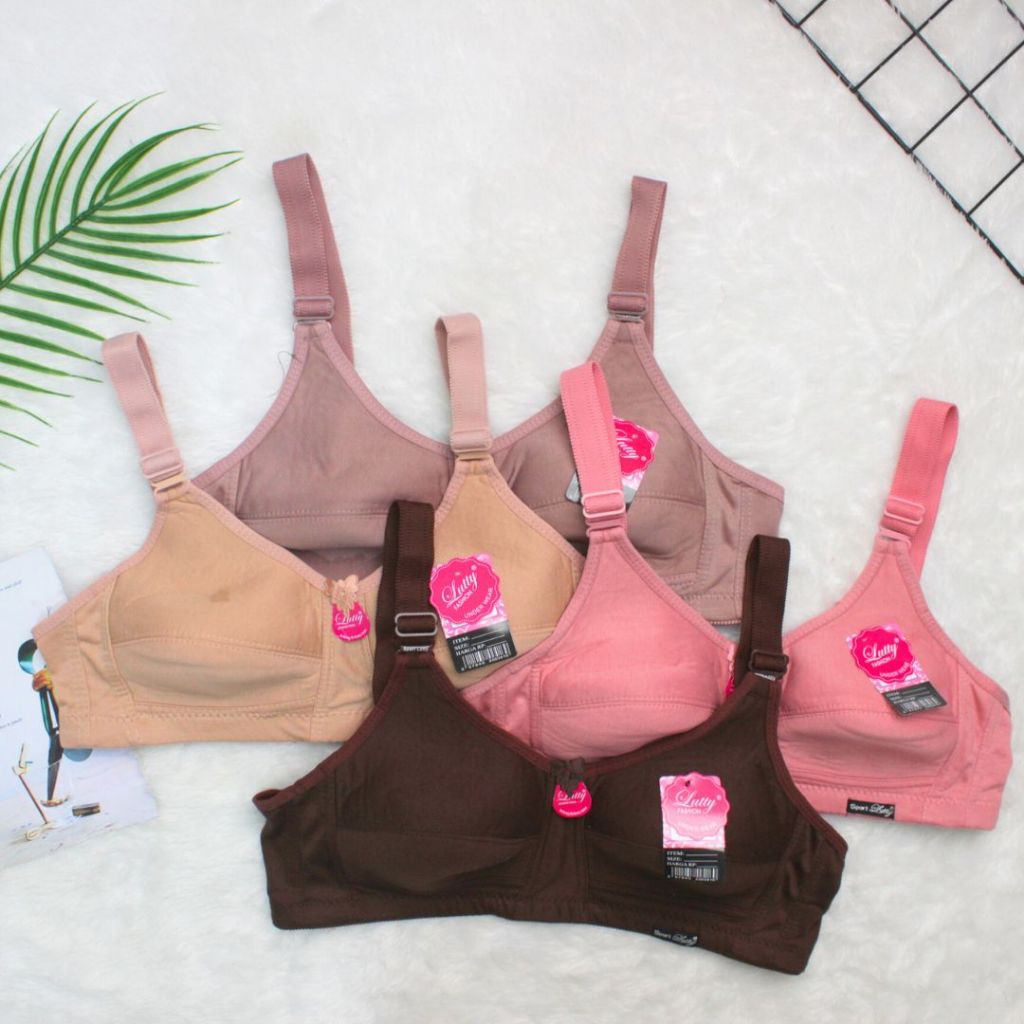 SPORT BRA WANITA LUTTY BUSA TIPIS BH PEREMPUAN BUSA TIPIS TANPA KAWAT KAIT TIGA 40 / 42