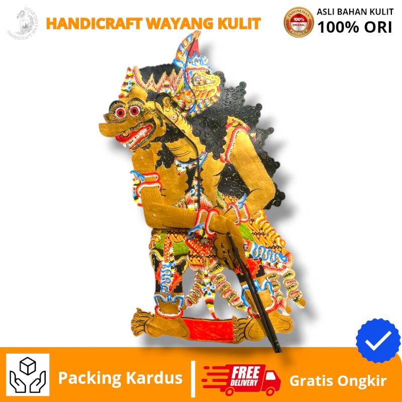HANDICRAFT WAYANG KULIT | BUTO PATIH JUMBO -+ 80 cm Wayang Kulit Buto Patih Halus Bahan Kulit Sapi A
