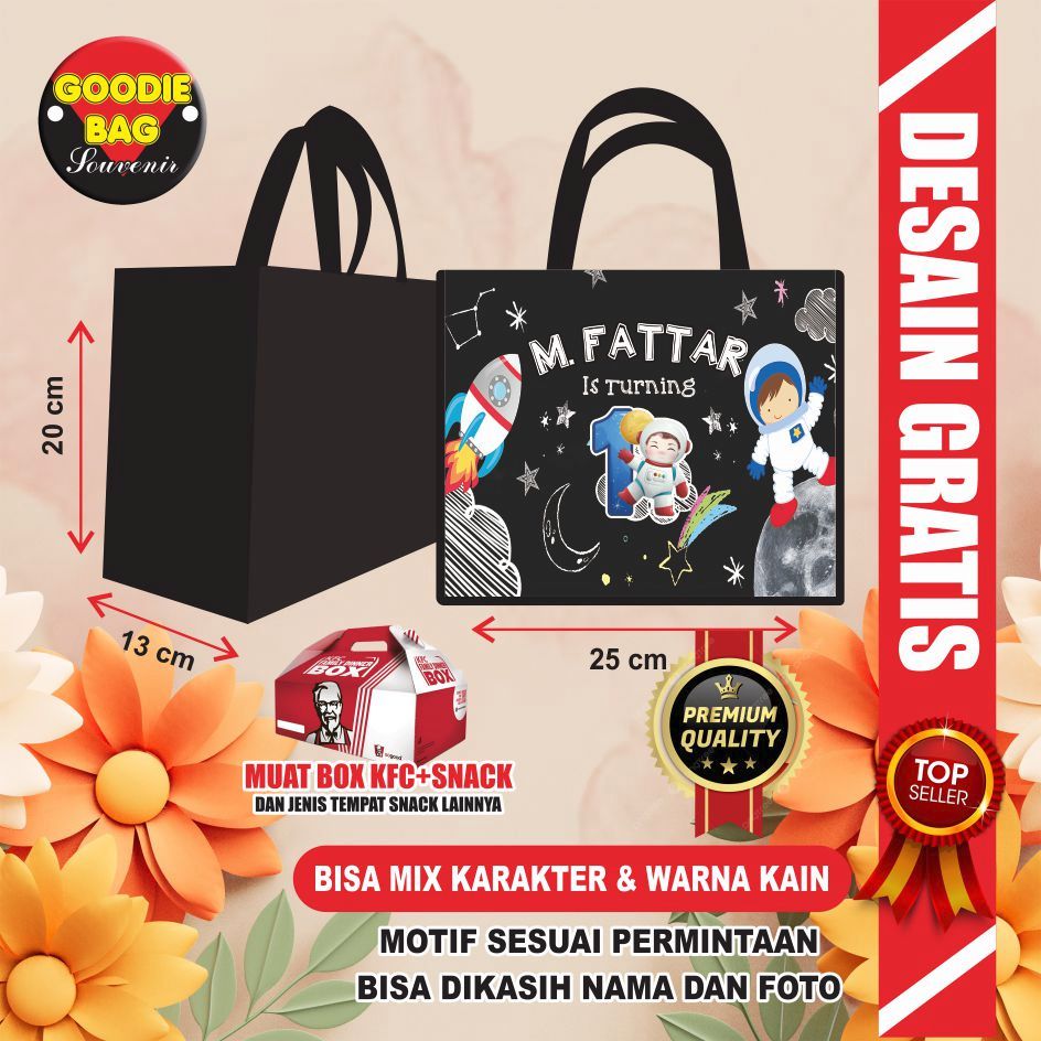 

tas ulang tahun anak / tas ultah astronot / tas ulang tahun astronot / goodie bag ultah / tas bingkisan ultah tas ulang tahun / bingkisan ultah astronot / tas custom ultah astronot