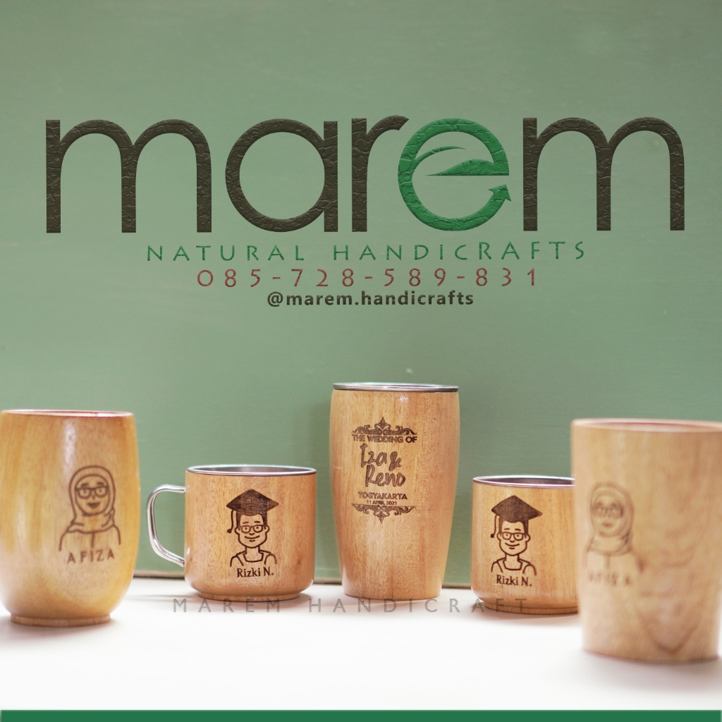 [FREE GRAFIR] Gelas Kayu mahoni custom grafir nama atau logo | wooden Glass | gelas stainless | souv