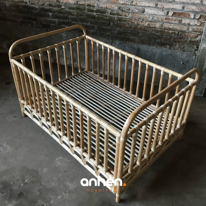 Box Tidur Bayi Bahan Rotan / Tempat Tidur Bayi Bahan Rotan Alam / Keranjang Tidur Bayi Rotan Alam